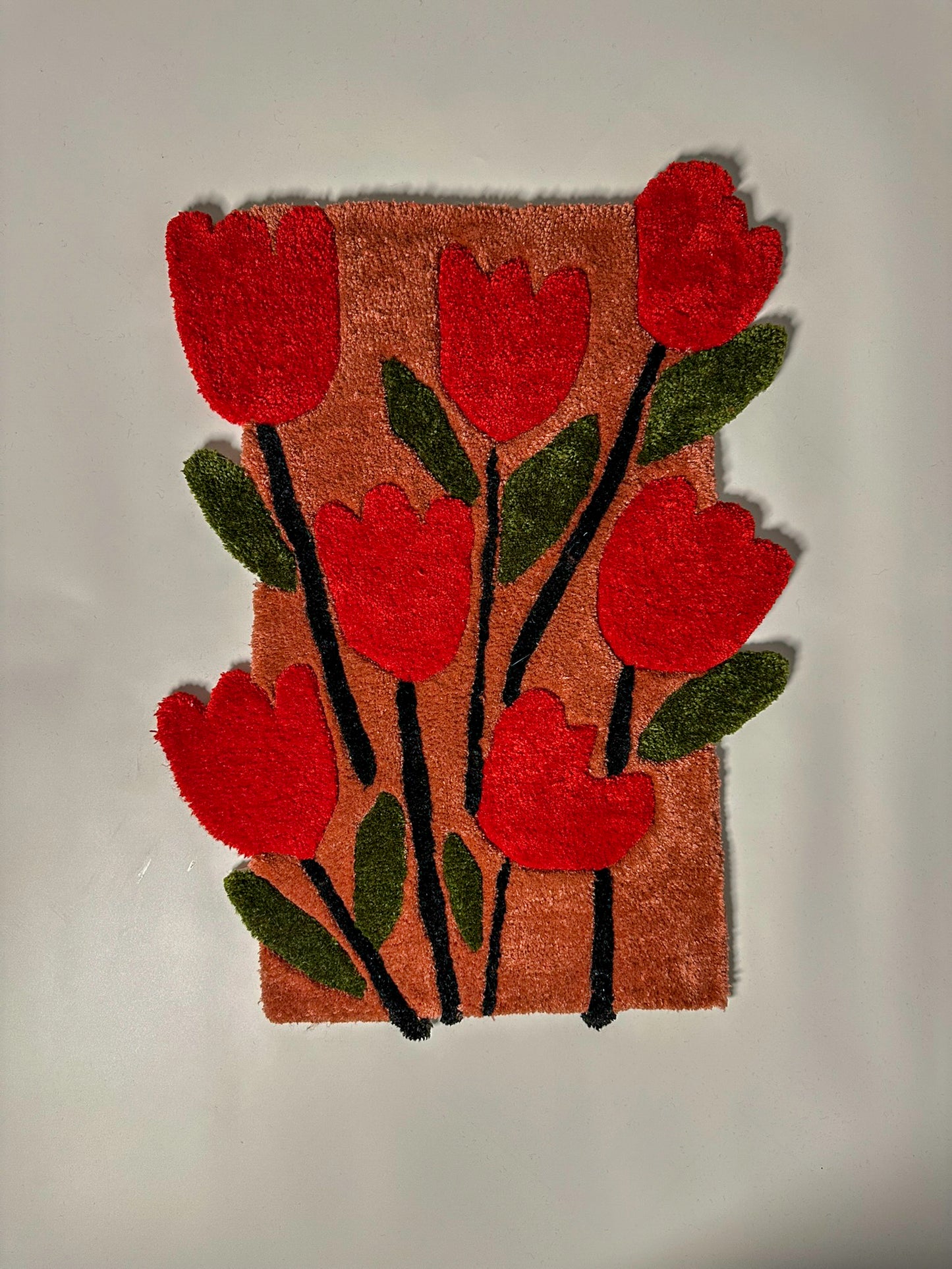 Cümbüş-i Lale Tulip Patterned Handmade Tufting Rug, Doormat