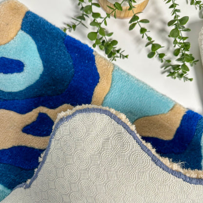 Handmade Blue Lava Patterned Tufted Rug