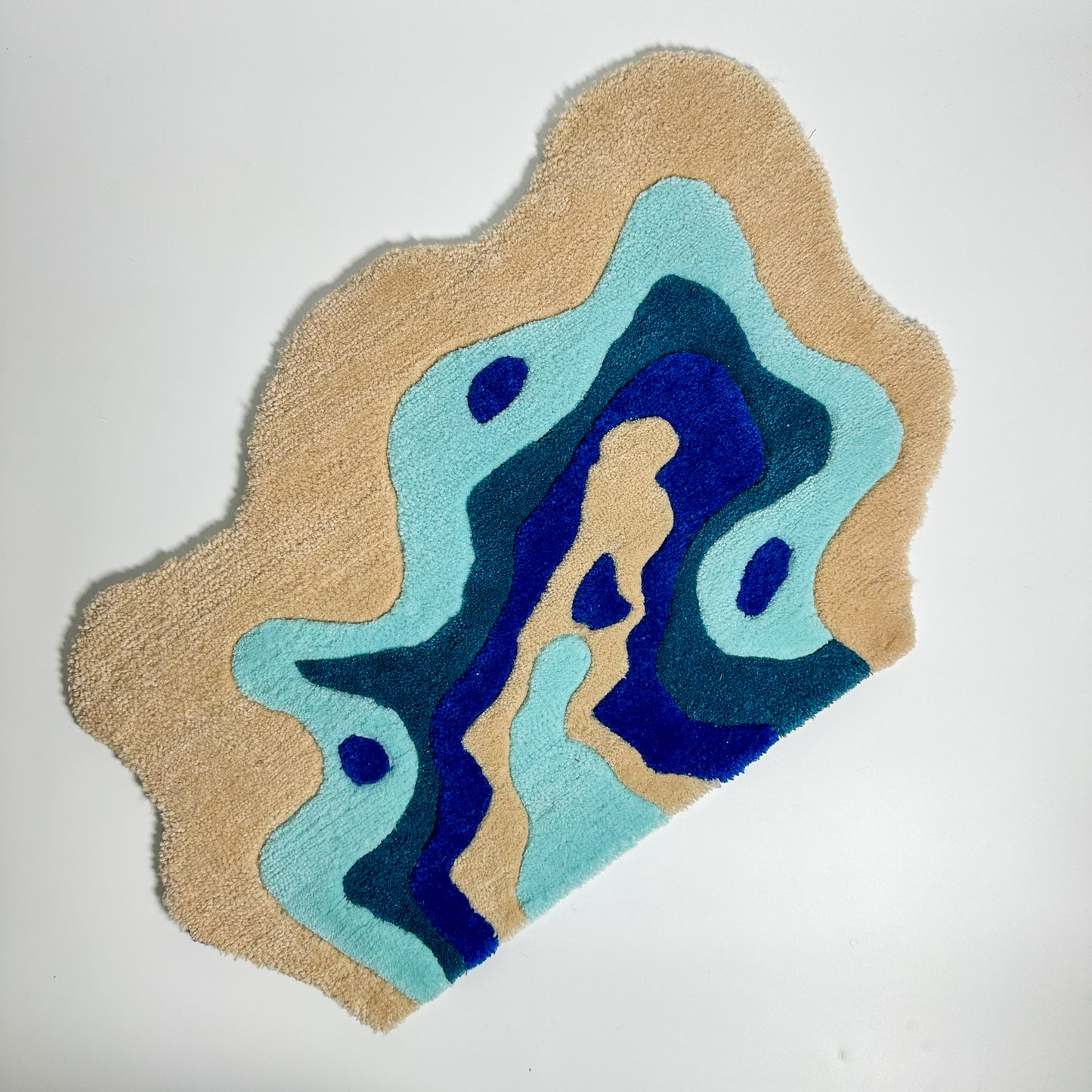 Handmade Blue Lava Patterned Tufted Rug