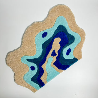 Handmade Blue Lava Patterned Tufted Rug
