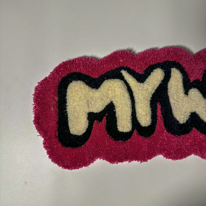 "My World" Text Tufted Handmade Wall Rug