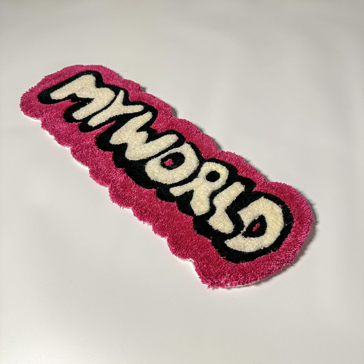 "My World" Text Tufted Handmade Wall Rug