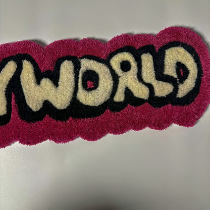 "My World" Text Tufted Handmade Wall Rug