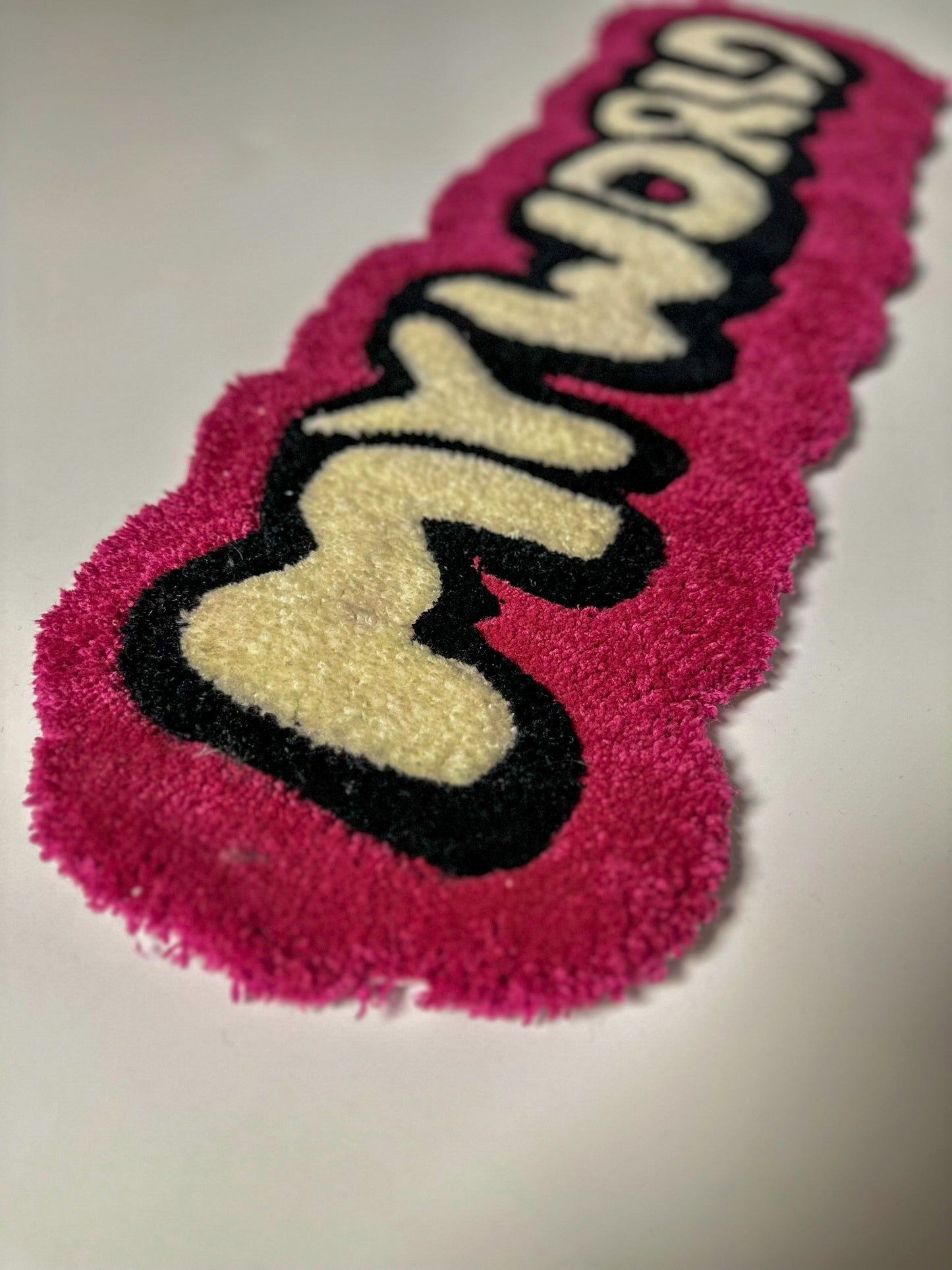 "My World" Text Tufted Handmade Wall Rug